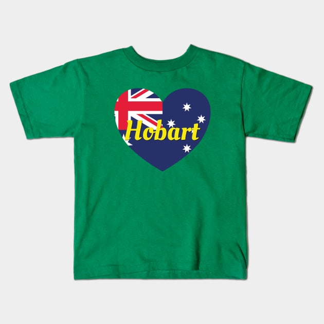 Hobart Australia Australian Flag Heart Kids T-Shirt by DPattonPD